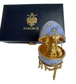IMPERIAL FABERGE SWAN LIMOGE PORCELAIN EGG