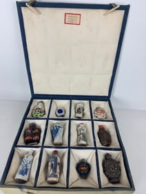SET OF 12 ASSORTED ANTIQUE CHINESE SNUFF BOTTLES