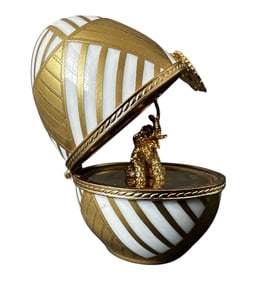 IMPERIAL FABERGE LIMOGE PORCELAIN EGG
