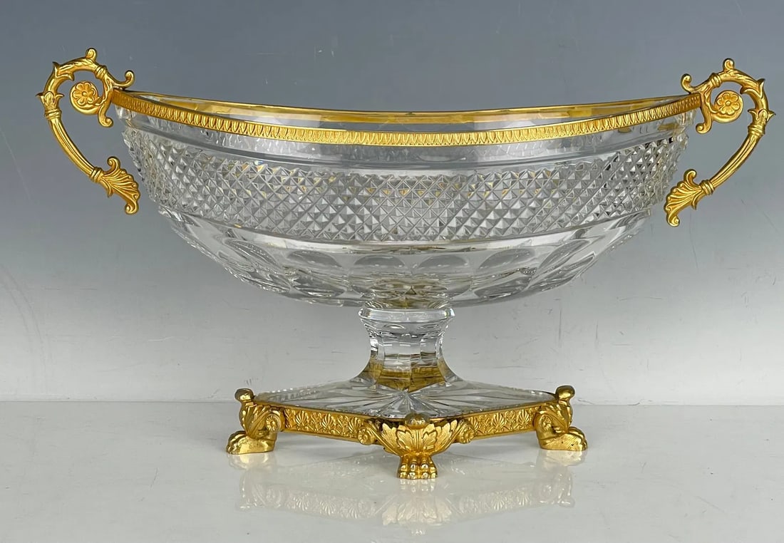 A LARGE ORMOLU MOUNTED CRYSTAL CENTREPIECE (1 of 4)