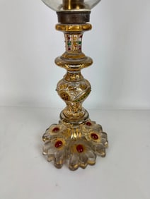 A PERSIAN MARKET JEWELED BACCARAT HURRICANE LAMP