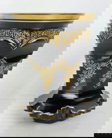 A MOSER GLIT OPAQUE BLACK GLASS BEAKER