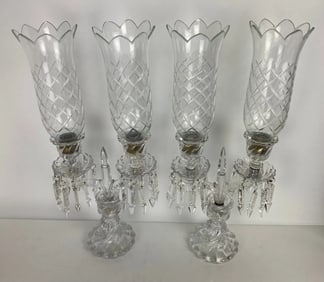A PAIR OF SIGNED BACCARAT HURRICANE LAMPS