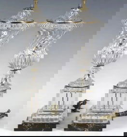 A PAIR OF BACCARAT STYLE CRYSTAL LAMPS