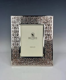 DELCONTE STERLING SILVER LEATHER BACK PICTURE FRAME