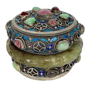 CHINESE SILVER AND ENAMEL BOX