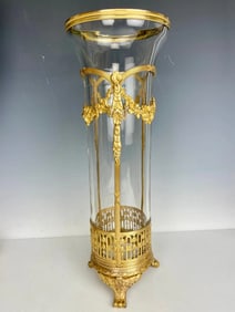 A LARGE ORMOLU MOUNTED BACCARAT GLASS VASE