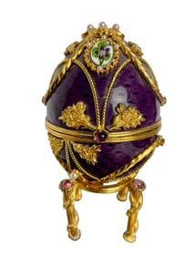 IMPERIAL FABERGE STERLING SILVER ENAMELED ANNIVERSARY EGG