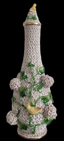 A LARGE MEISSEN SNOWBALL BOTTLE AND TOP