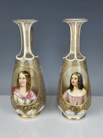 A PAIR OF 19TH C. BOHEMIAN OVERLAY GLASS BOTTLES