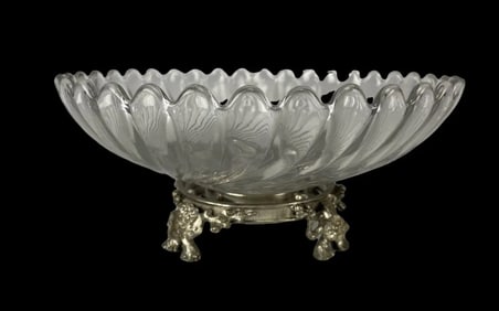 SIGNED BACCARAT AND SILVERED BRONZE CENTREPIECE