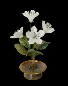 FABERGE STYLE GOLD AND CARVED STONES STUDY