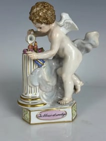 19TH C. MEISSEN MOTO CHERUB