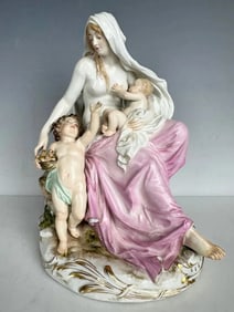 19TH C. MEISSEN GROUP OF MOTHER FEEDING CHILD