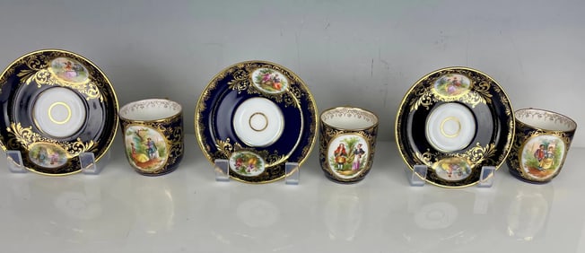SET OF 3 ROYAL VIENNA CUP AND SAUCERS