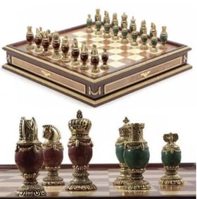 IMPERIAL FABERGE ENAMEL CHESS SET