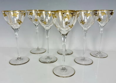 SET OF 6 GILT MOSER WINE GLASSES