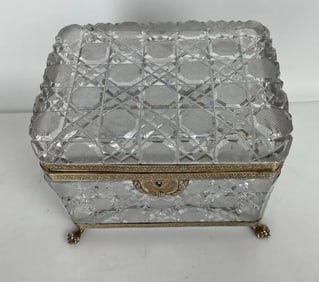 A FINE ORMOLU MOUNTED BACCARAT CRYSTAL BOX