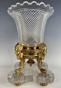A SIGNED ORMOLU MOUNTED BACCARAT CRYSTAL VASE