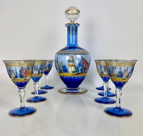 MURANO ENAMELED AND GILT LIQUOR SET