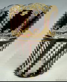 ENAMELLED AND GILT MOSER GLASS VASE