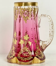 A FINE GILT AND ENAMELLED MOSER TANKARD
