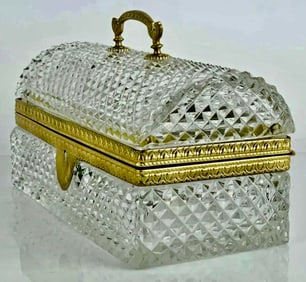 A LARGE ORMOLU MOUNTED BACCARAT CRYSTAL BOX