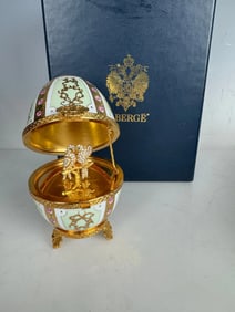 IMPERIAL FABERGE JEWELED LIMOGES PORCELAIN EGG