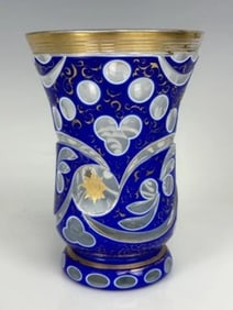 A MAGNIFICENT GILT AND ENAMELLED MOSER BEAKER