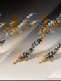 A LARGE PAIR OF FRENCH LIMOGES ENAMEL CANDELABRA (1 of 3)