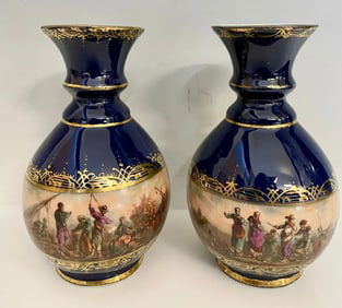 A PAIR OF 19TH C. DRESDEN VASES