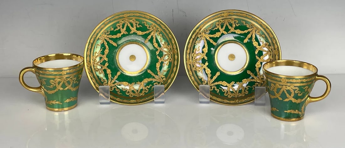 PAIR OF 19TH C. DRESDEN CUP AND SAUCERS (1 of 6)