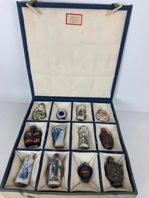 SET OF 12 ASSORTED ANTIQUE CHINESE SNUFF BOTTLES