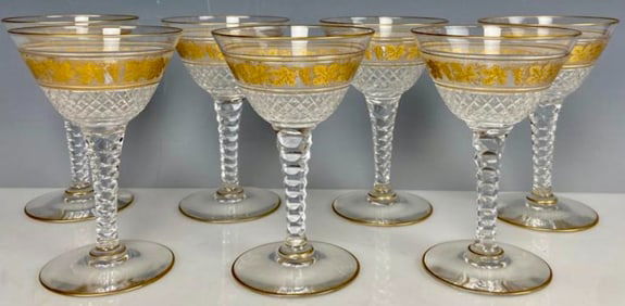 SET OF 7 GILT VINE GLASSES