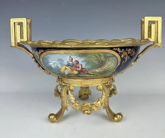 ORMOLU MOUNTED SEVRES STYLE BOWL