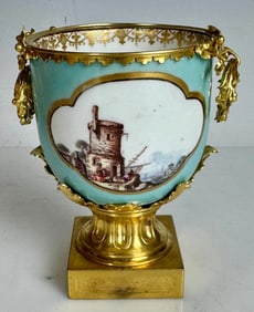 18TH C. ORMOLU MOUNTED MINIATURE MEISSEN VASE