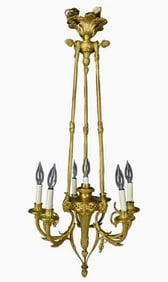 19TH C. DORE BRONZE 7 LIGHT CHANDELIER