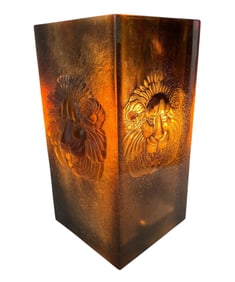 A LARGE DAUM PATE DE VERRE 4 SIDED DECORATION VASE