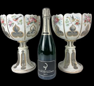 A LARGE PAIR OF BOHEMIAN OVERLAY FOOTED BOWLS