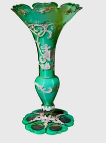19TH C. GILT AND ENAMELLED MOSER VASE