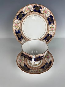 ENGLISH PORCELAIN CUP AND SAUCER & CAKE PLATE SALISBURY