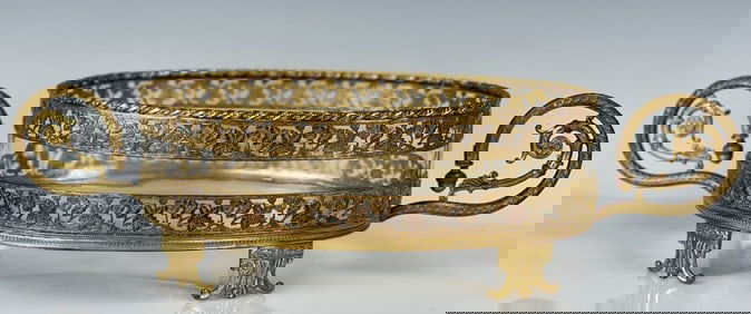 EMPIRE STYLE DORE BRONZE AND BACCARAT GLASS BOWL