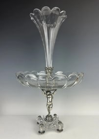 SILVERED BRONZE AND BACCARAT CRYSTAL CENTREPIECE