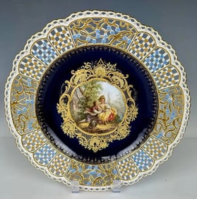 SET OF 12 JEWELLED AND GILT DINNER PLATES