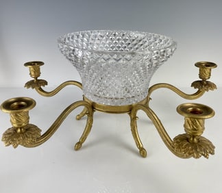 A LARGE DORE BRONZE AND BACCARAT CRYSTAL CENTERPIECE