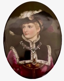 19TH C. GERMAN PORCELAIN PLAQUE OF A NOBLE LADY