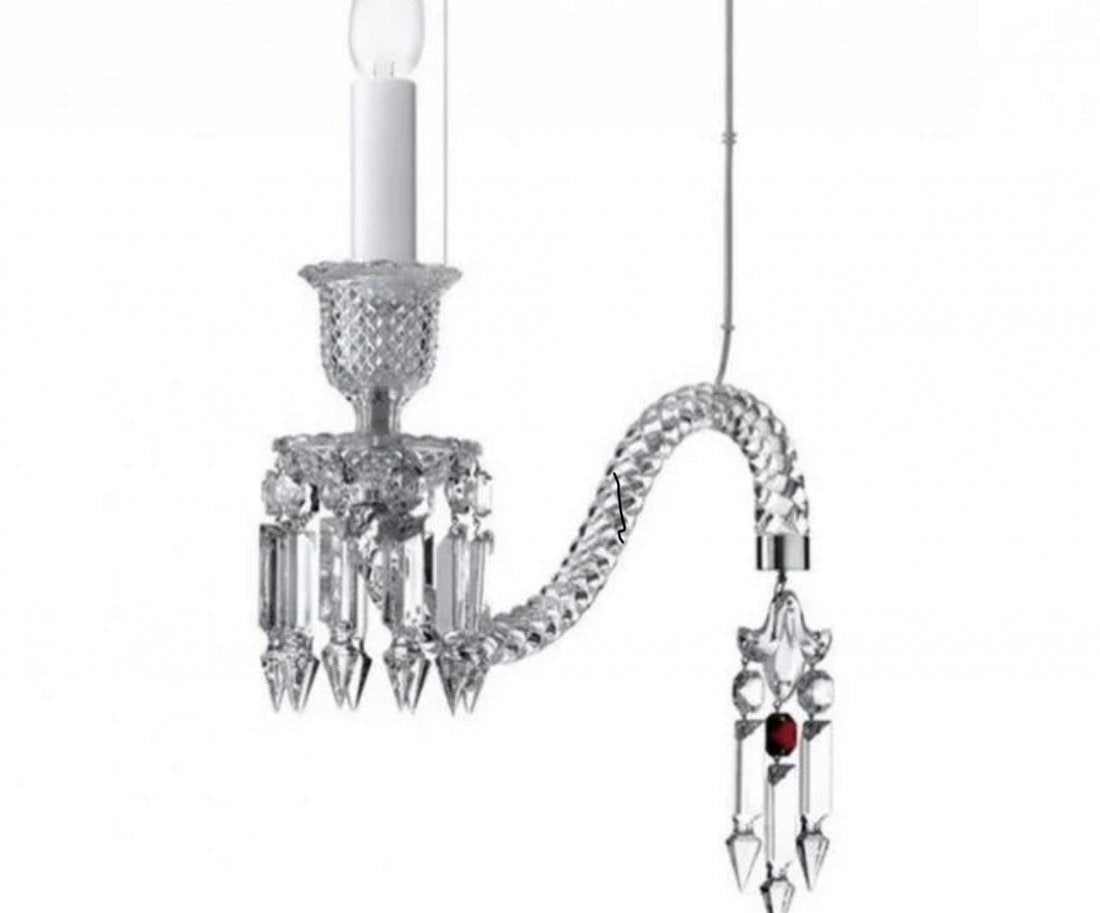 BACCARAT FANTOM PENDANT LIGHT: Designed for Baccarat by Arik Levy, the Fantome ceiling lamp is an innovative mix of contemporary lighting design and Baccarat heritage. Signed. Excellent condition. Estimate $2.000-2.500 . Retails at