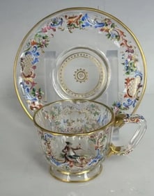 SIGNED LOBMEYR CUP AND SAUCER