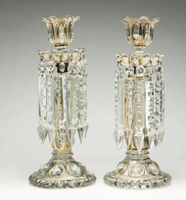 A PAIR OF ANTIQUE ENAMELED CANDEL HOLDERS