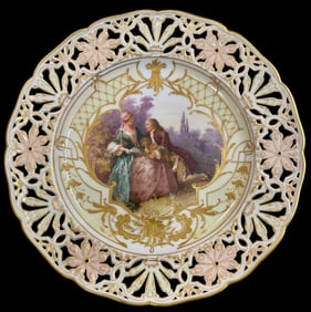 BERLIN KPM RETICULATED AND ENAMELLED PLATE